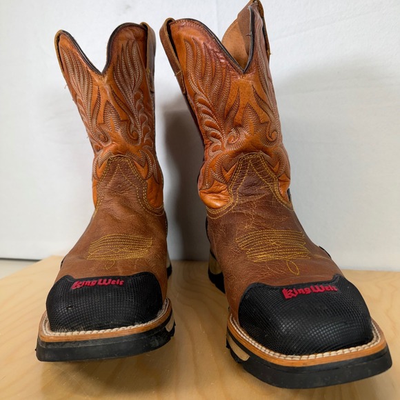 King Welt Buffalo Steel Toe Western Cowboy Work Boots Men's Size 10.5 EE - Picture 1 of 10